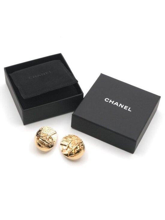 Chanel Earrings Gold Coco Mark Logo
